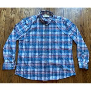 Barbour Performance Shirt Mens Size 2XL Plaid Blue Long Sleeve Button Minister
